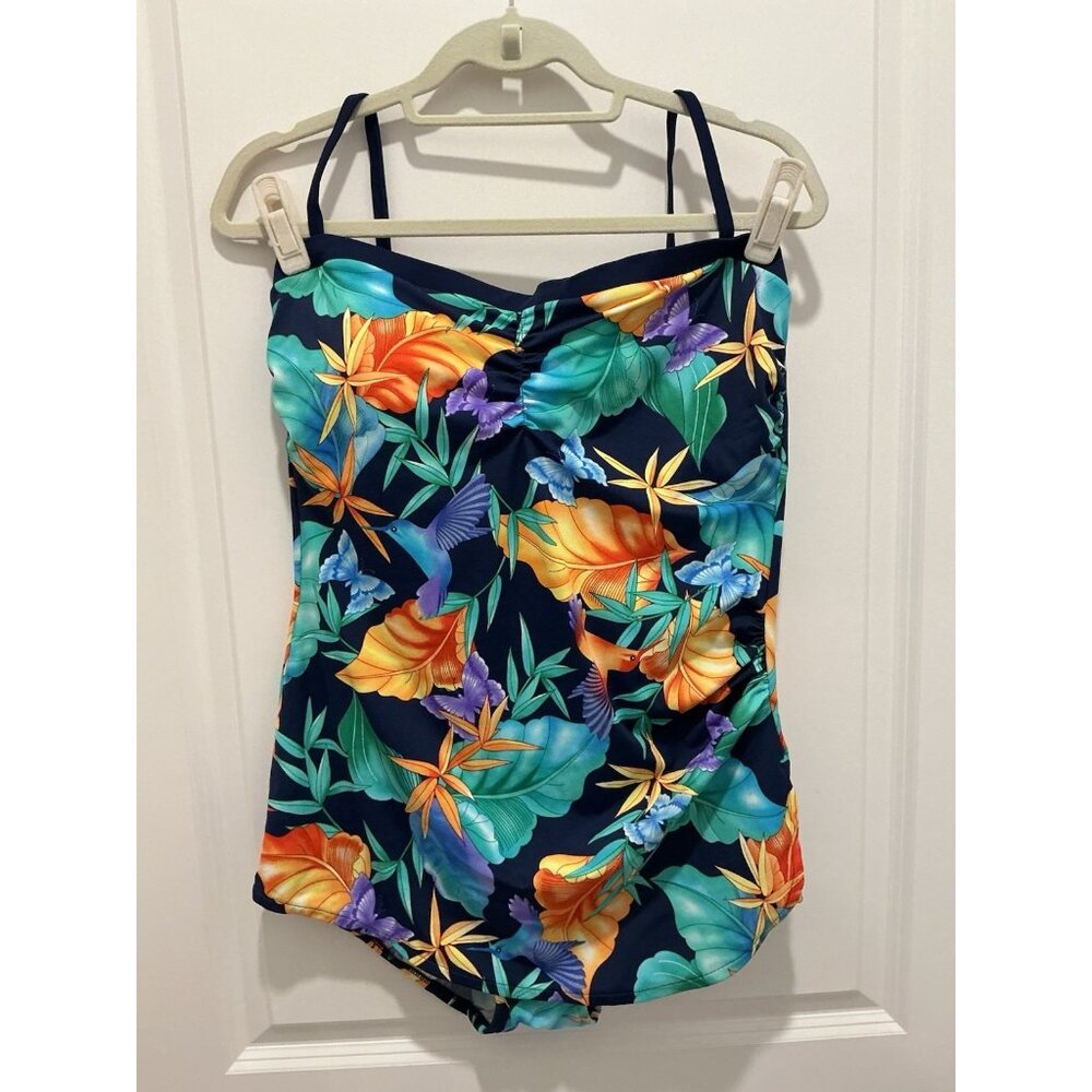 Catalina Suddenly Slim Swimsuit XL (16-18) One Piece Cobalt Blue Orange Green